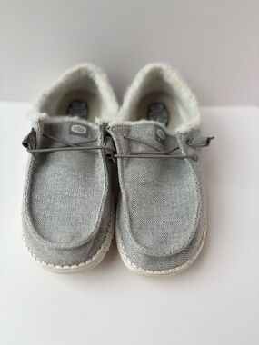 Hey Dude Women's Light Gray Canvas Slip-On Slippers